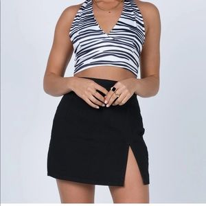 lola mini black slit skirt princess polly lioness